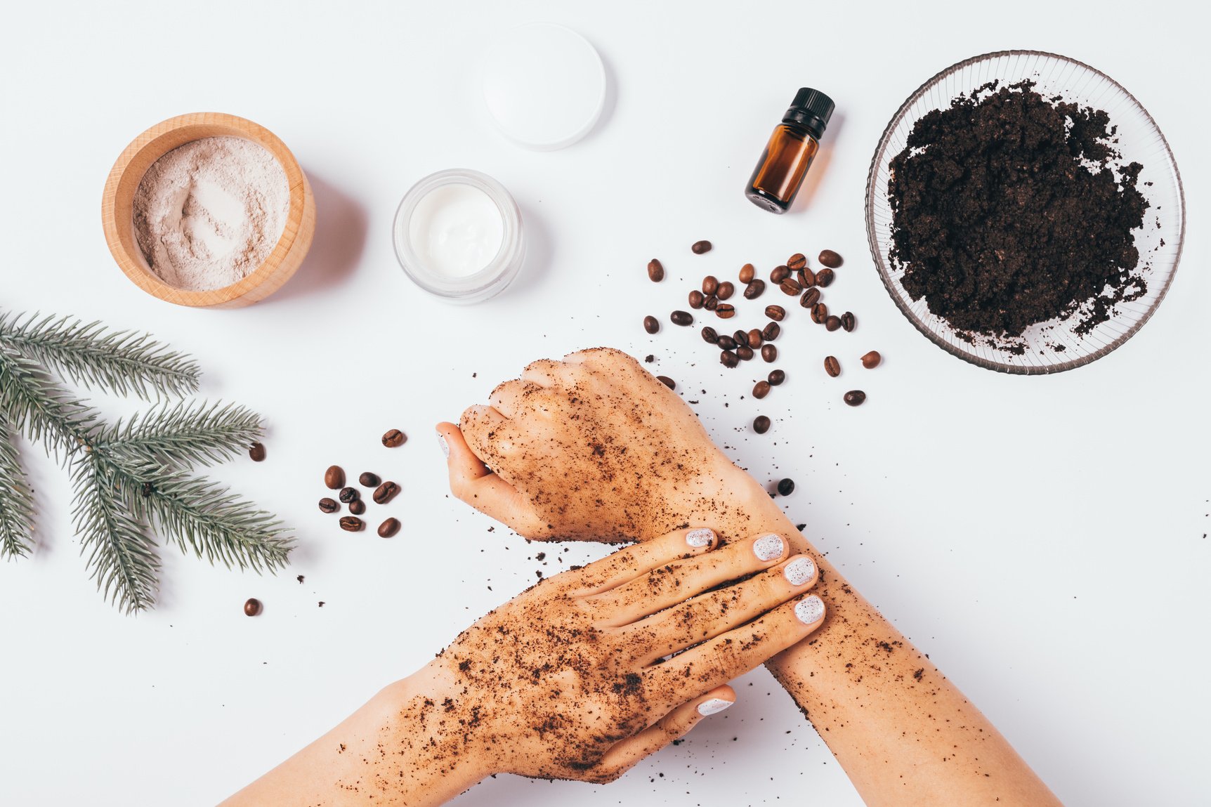 Applying Homemade Coffee Scrub
